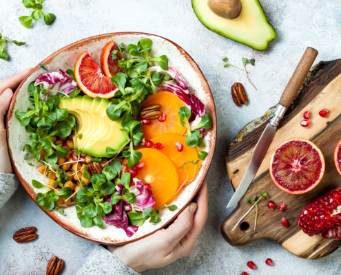 Bowl of healthy foods