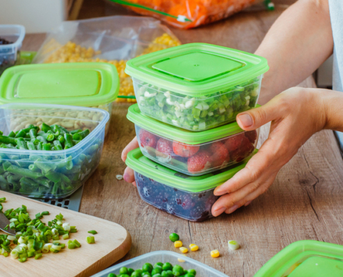 different foods inside plastic containers